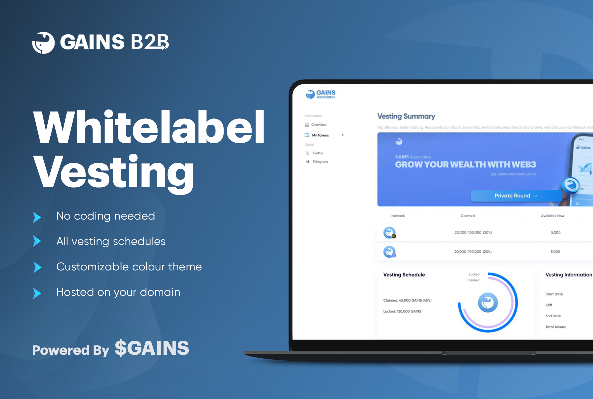 GAINS Associates Whitelabel Vesting Page